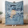 Football Messi Personalized Name Blanket Throw Customizable Blanket Comfortable Great for Picnics Couch Office Chair Sofa All-Season Use