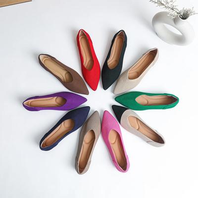 Modische Damen-Ballerinas mit spitzer Zehenpartie, weicher Stricksohle, atmungsaktiven und bequemen Schuhen, neues Modell Frühling und Herbst 2025