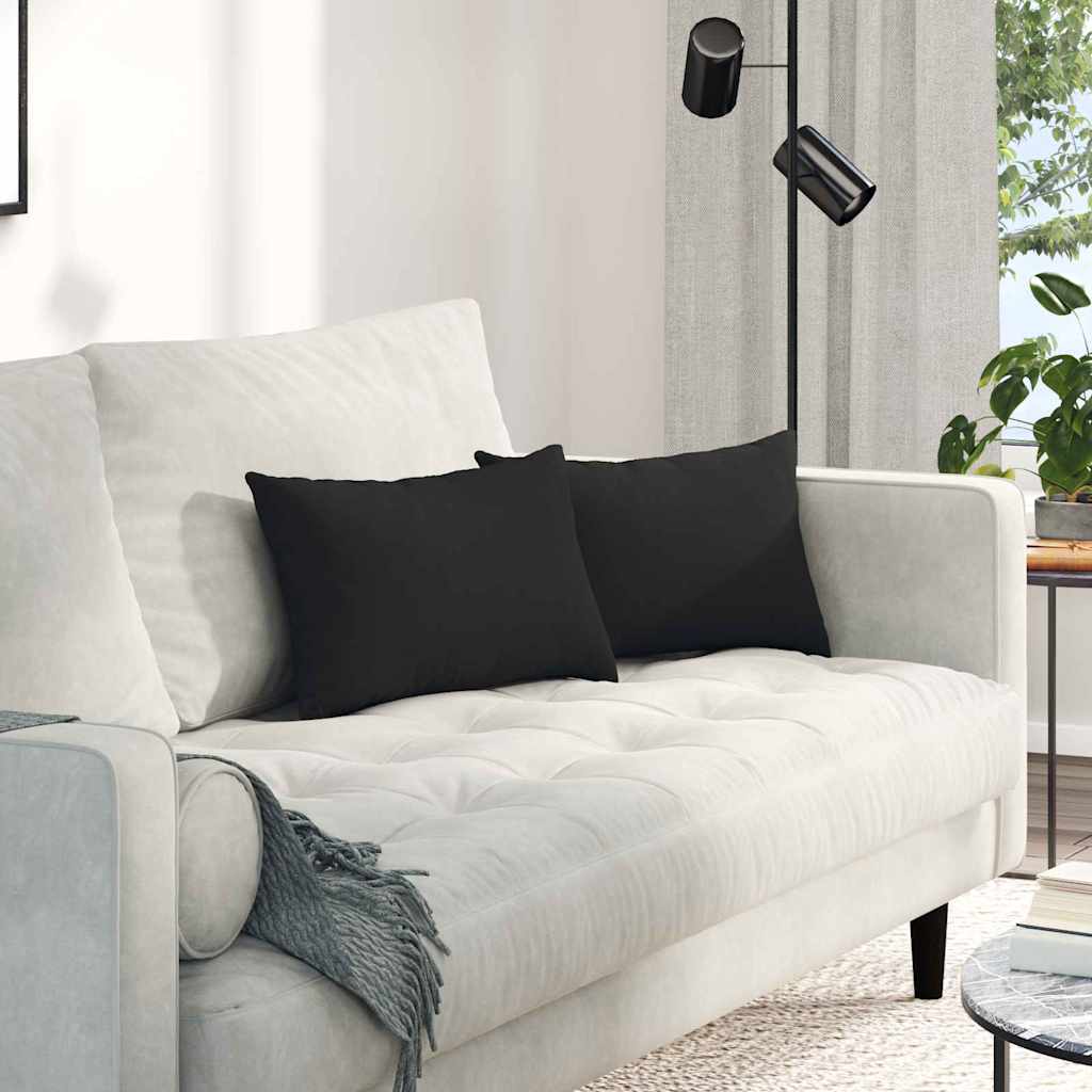 Sofa Cushions 2 Pieces Black 50 X 30 Cm Fabric