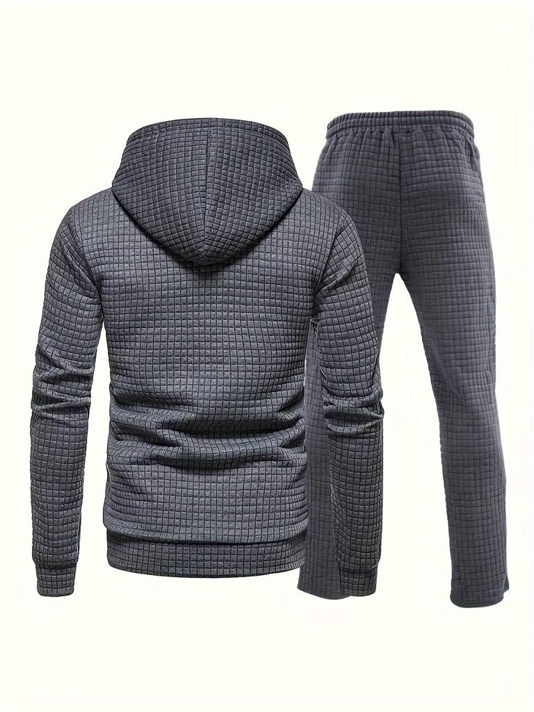 Men's Outfit Set Solid Long Sleeve Hoodie and Drawstring Sweatpants 2-piece Set for Spring Summer Outdoor Jogging Gym Workout