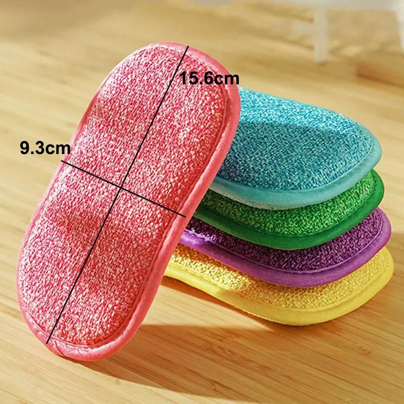 5/10PCS Kitchen Cleaning Scrubbing Sponges Reusable Non-Scratch Microfiber Scrubber Sponge Home Clean Pot Pan Dish Washer Sponge