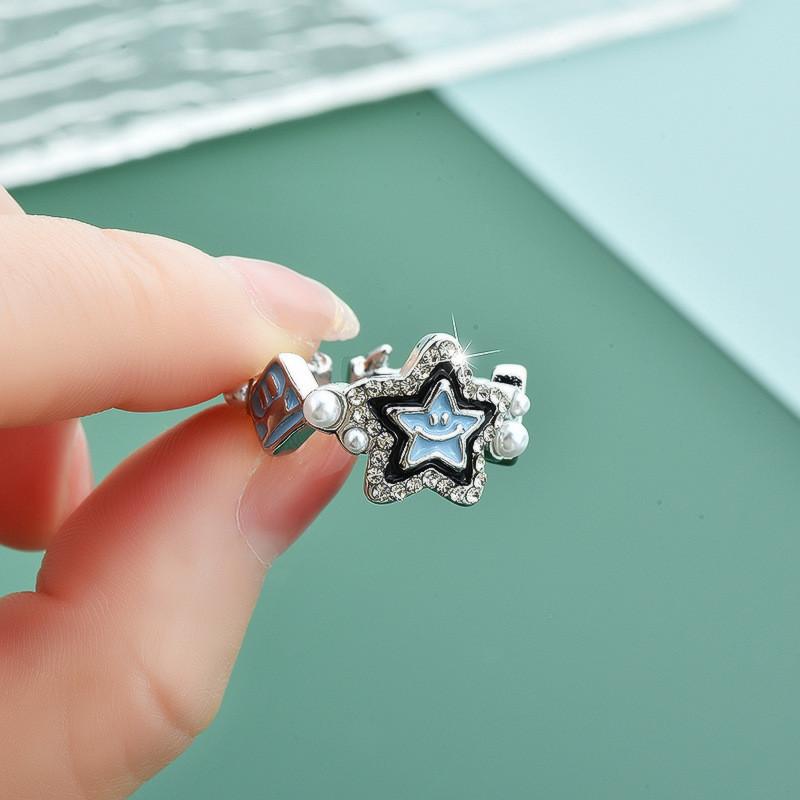 Geometric Star Open Ring With Electroplated Metal For Unisex Fashion Jewelry