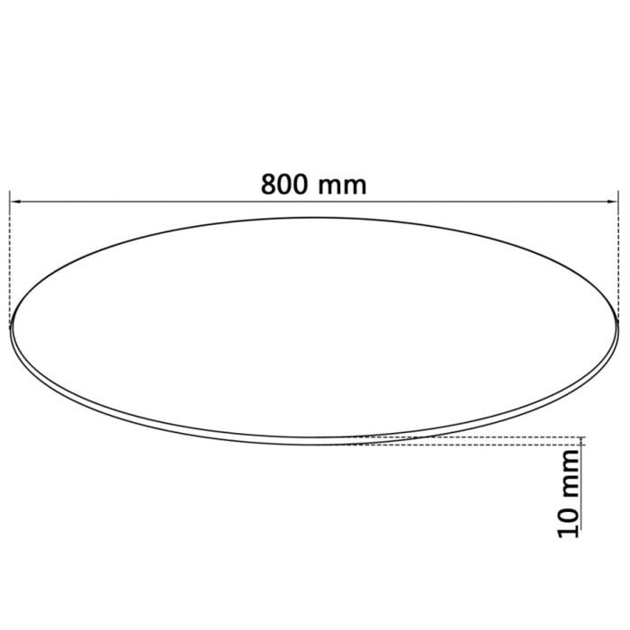 Round Table Top - vidaXL - Tempered Glass - 800 Mm - Black - Contemporary