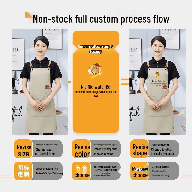Waterproof Cross-Back Canvas Apron: Oil-Proof, Dirt-Resistant Kitchen & Catering Workwear