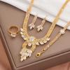 Bride Fashion Copper Claw Chain Angel Wings Necklace Earrings Bracelet Ring Jewelry Set Wedding Banquet Party Festival Gift