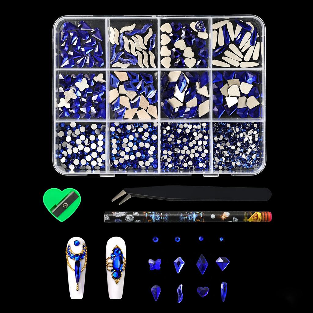 Professional Resin Rhinestones Nail Art Supplies 12Compartment For Customized Manicure And Pedicure Resin Nail Gems