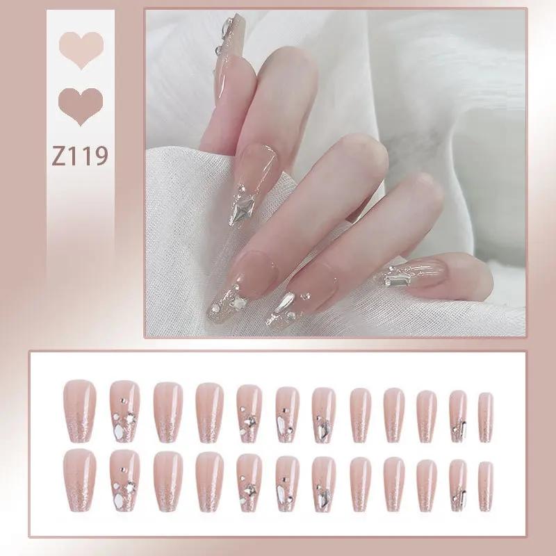 Press On Acrylic Fake Nails Set with Glue High Quality Handmade Nail Extension French Tips Woman False Short Nails Press Ons