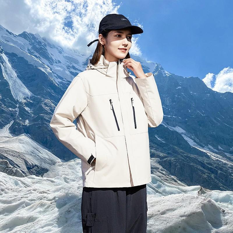 Men Women 2-in-1 Hiking Jacket With Down Liner Outdoor Camping Winter Coat
