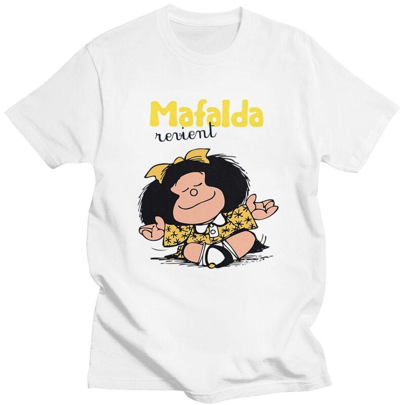 Custom Quino Comic Cartoon Mafalda T Shirts for Men 100 Cotton Tee Tops Tshirts Short Sleeve Casual Tshirt Clothes