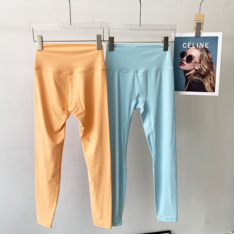 Lu Same Style Free Size Nude Feel No Embarrassment Line Yoga Pants Female 2025 Best Selling Hip Raise Shaping Sports Workout Ankle Length Pants
