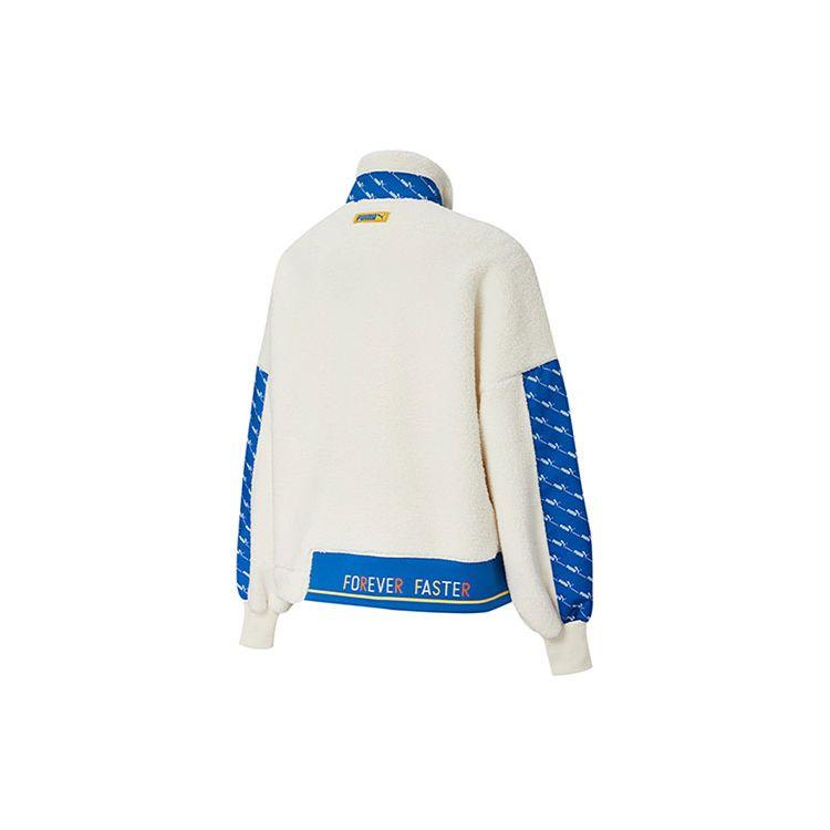PUMA Vintage Faux Shearling Paneled Warm Fleece-Lined Jacket Coat Women's Off-White