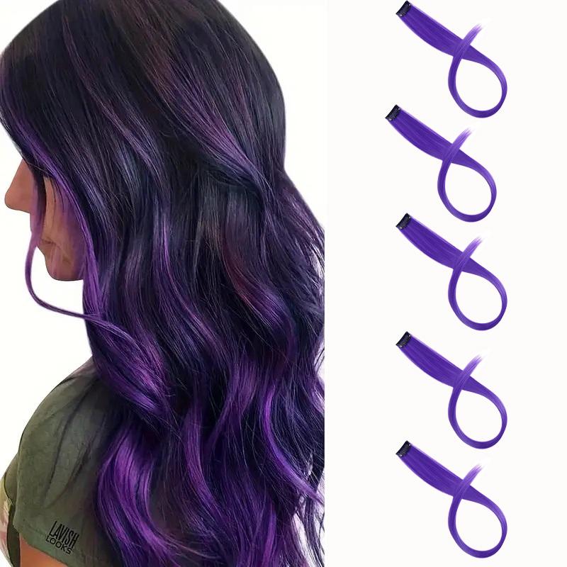 

Synthetic 22Inch 5 Pcs/Pack Ombre Colors Hair Extensions Clip In Rainbow Hairpiece Heat Resistant Hair for Women 22inches