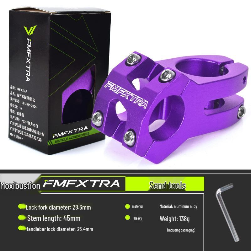 

6061 Aluminum Folding Bike Stem, 25.4mm Short Handlebar Stem for Fixed Gear & Strollers 45mm фіолетовий