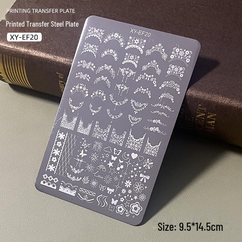 Butterfly Floral Lace Stripe Nail Art Transfer Plate