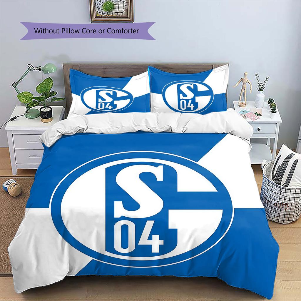Biancheria da letto con motivo FC Schalke 04, Set piumone Copripiumino Federa Regalo di Compleanno per la Casa(1 * copripiumino + 2 * federa, senza nucleo)