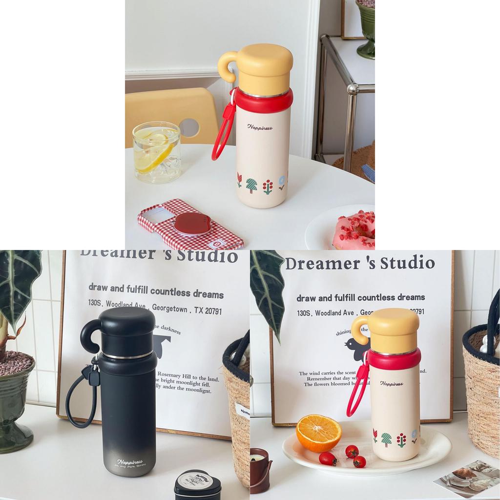 Isolierter Reisebecher mit Tragegurt und Strohhalm für Büro und Außenbereich