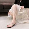 High heel cool slippers women's summer new fashion fairy rhinestone middle heel with fashion slippers
