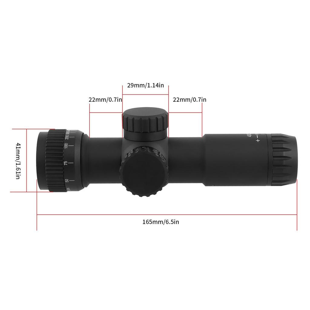 FOCUHUNTER 4x30 AO Compact Scope with Parallax Adjustable Focus, 5-Level Red and Green Reticle, 12MOA, 1200G Recoil, IP67 Waterproof, 16.5cm Long,