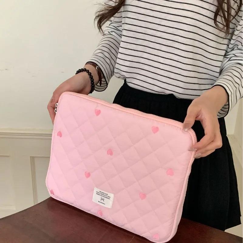 11/13/15 Inch Universal Korean Fashion Tablet PC Case Jacquard Heart Laptop Comupter Storage Bag Portable Large Capacity Bag