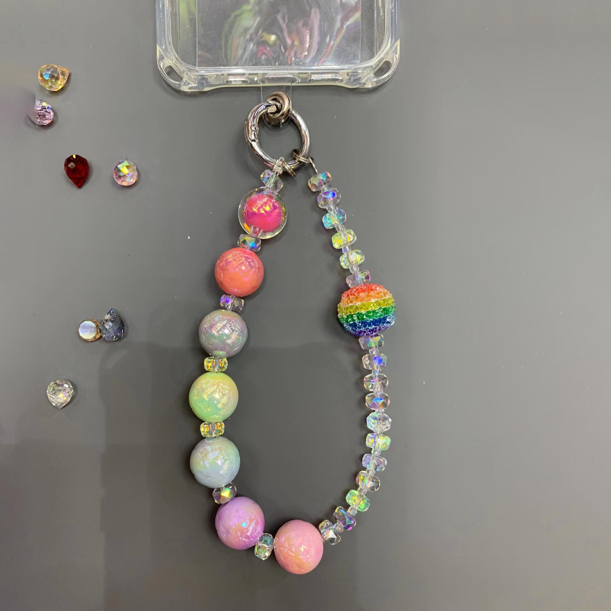 

Beaded Phone Charm Bracelet Strap 26cm Detachable Lanyard with Tether Tab