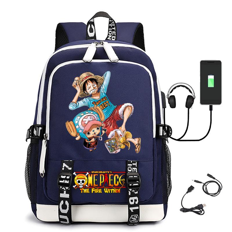 Hot-selling ONE PIECE Luffy backpack usb charging large capacity bag
