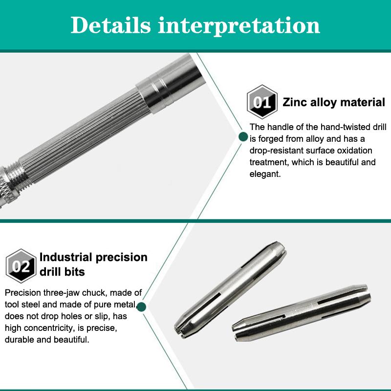 Mini Hand Drill Woodworking Tools Drilling Rotary Tool Manual Twist Drill Bit Watchmaker Pin Vice Watch Repair Tools