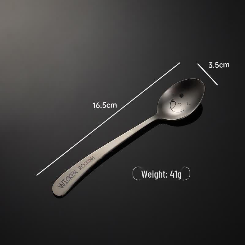 Qianxing 304 Stainless Steel Smiley Face Slanted Handle Cutlery Set