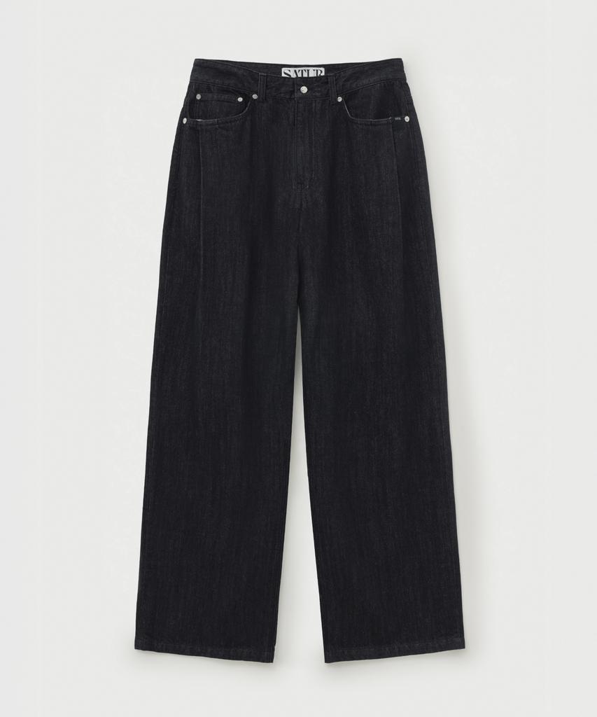 Seteo Wide Curved Denim Pants Indigo