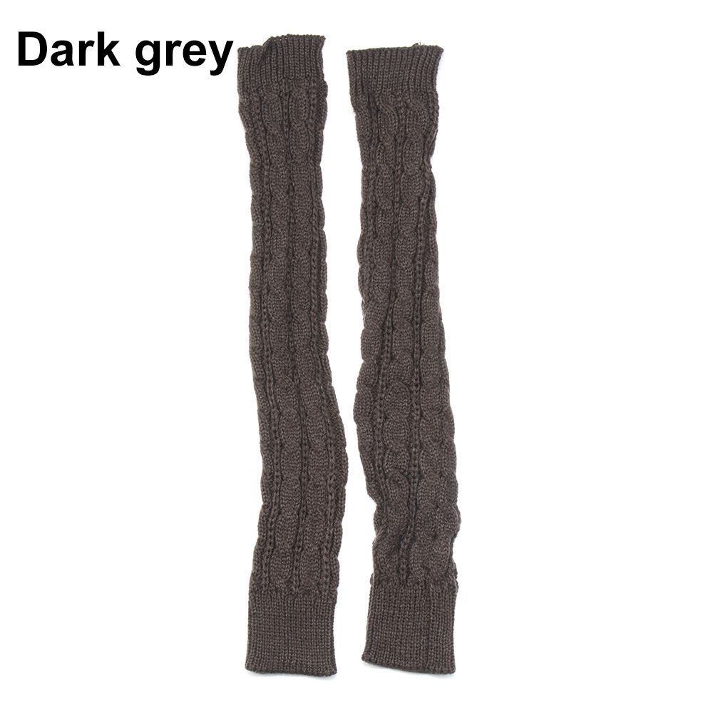 Women Man Autumn Winter Imitation Sleeves Knitted Mittens Long Gloves Arm Warmers Twist Pattern