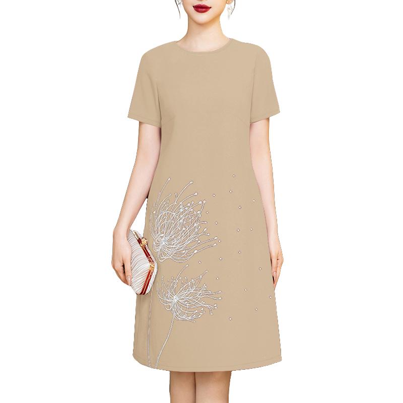 

ZANZEA Женское летнее повседневное платье с круглым вырезом и короткими рукавами с принтом 5XL хаки