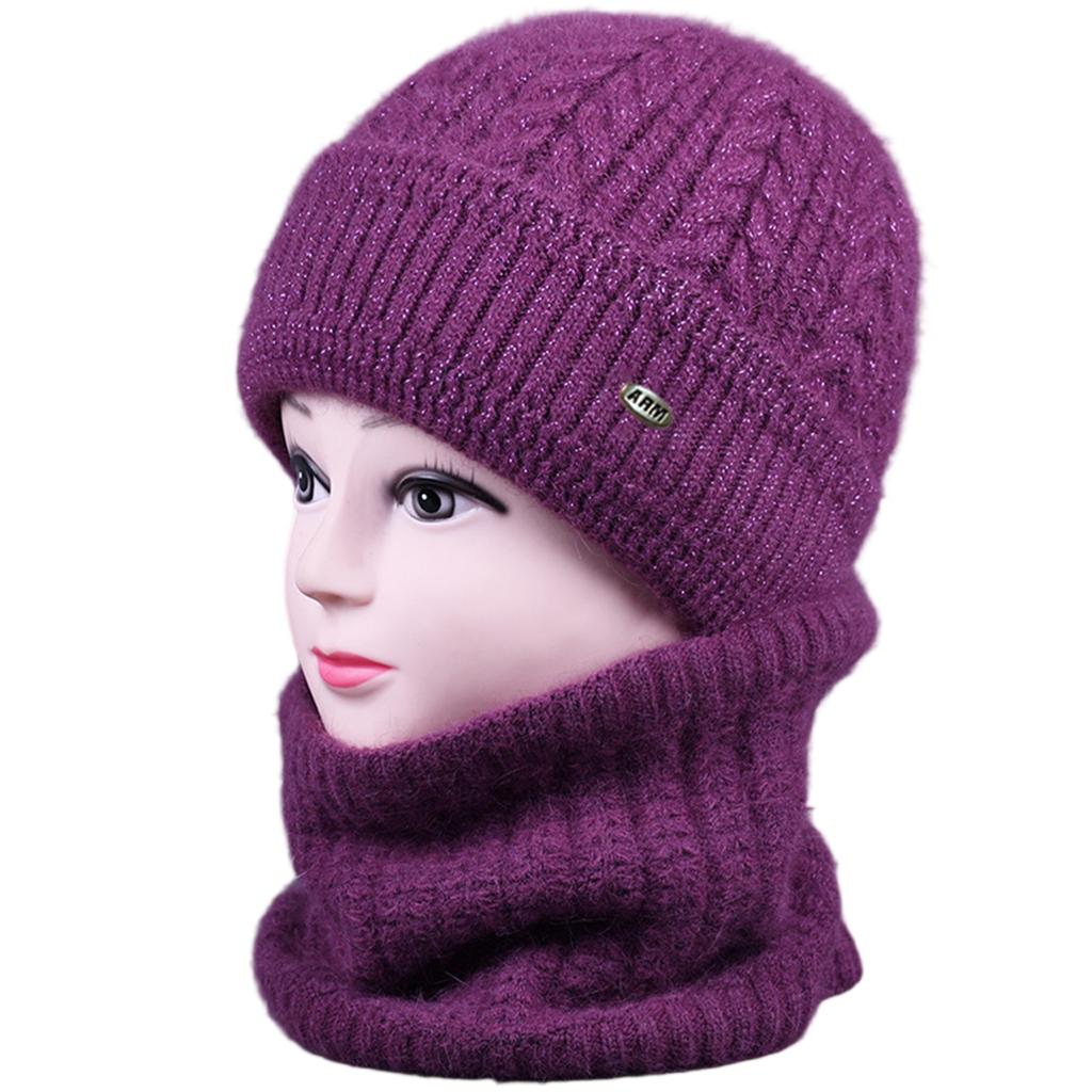 Fashion Women Knitted Hat Velvet Yarn Scarf Hat Winter Lady Warm Cotton Cap Versatile Hat Dress Up Supplies Costumes Accessory