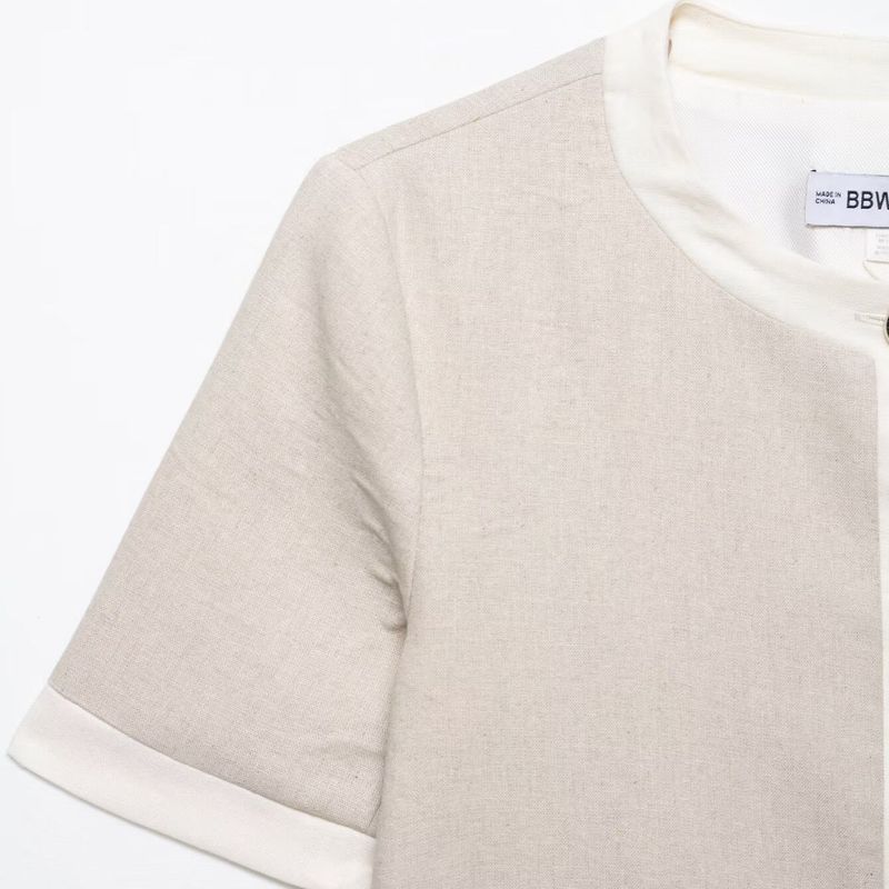 Kaslead New Women clothes Western Style Blended Short sleeve Outerwear Straight Trousers 3597998 3723998