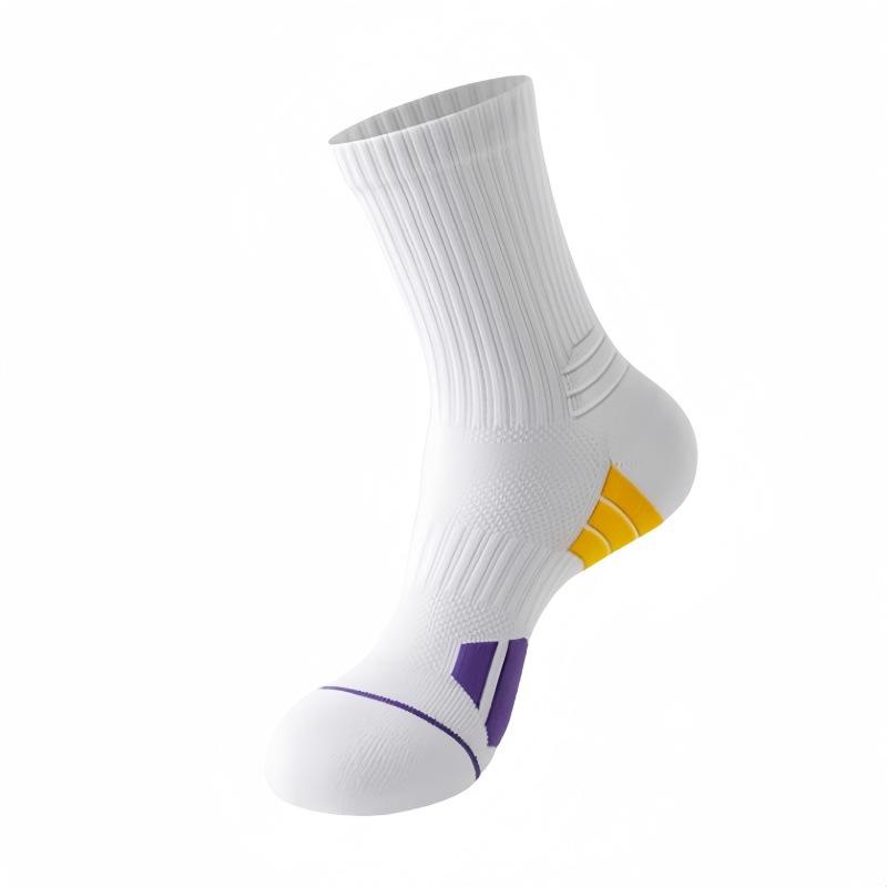 

Мужские весенние и осенние толстые нескользящие спортивные баскетбольные носки 1 pair белый/фиолетовый