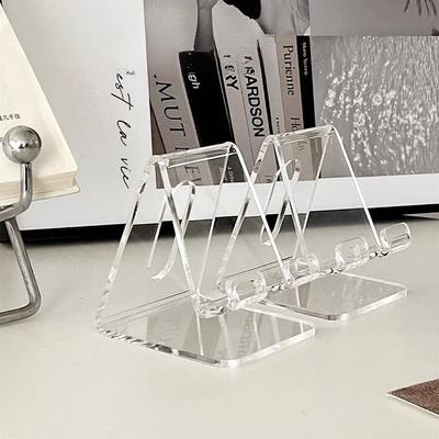 Fashionable Simple and Transparent Acrylic Desktop Phone Holder Multi-functional Rack Thick Anti Slip Stable Mobile Phone and Tablet Display Stand