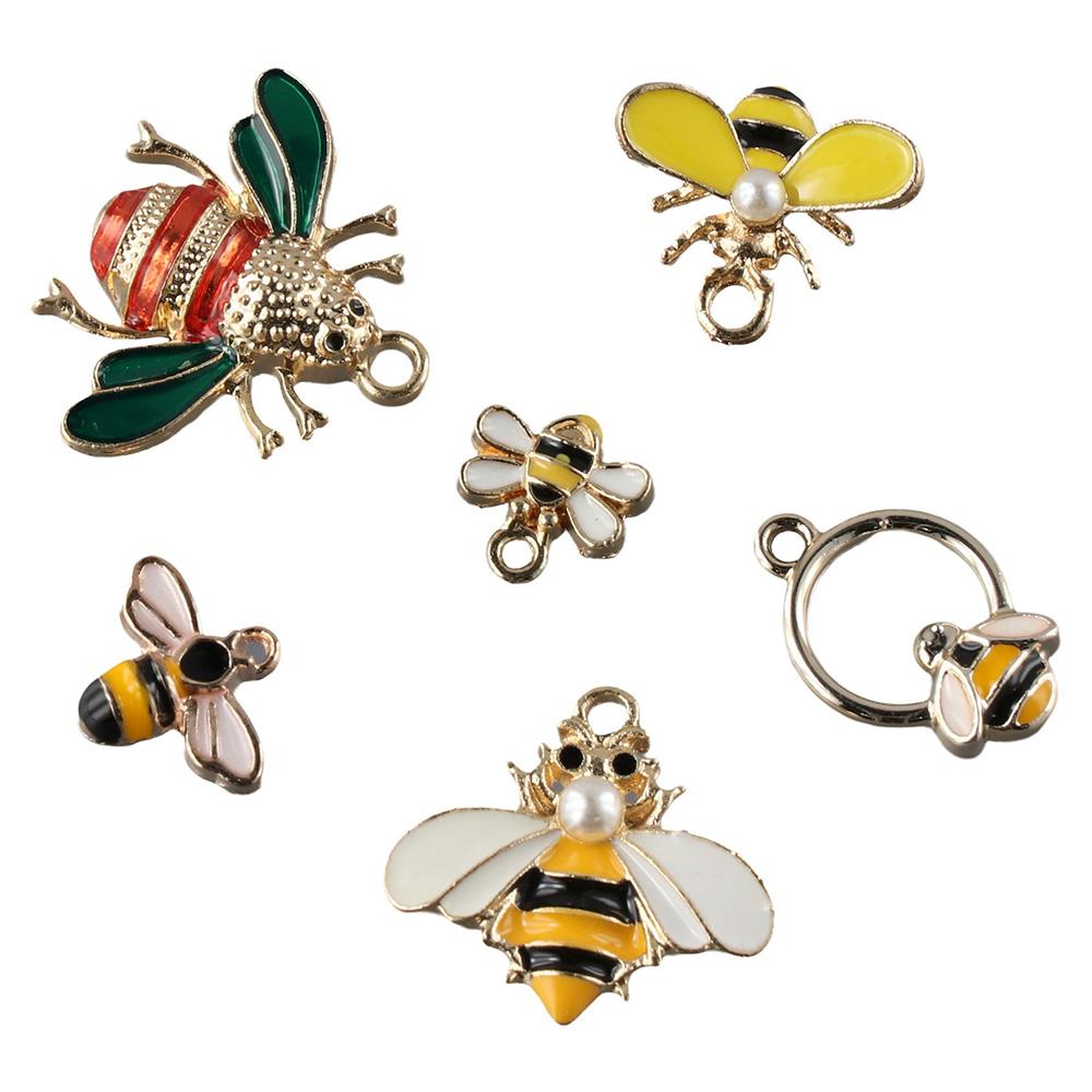alloy Bee Charm Pendants multicolor Colorful Enamel Bee Earring Pendants  Sewing