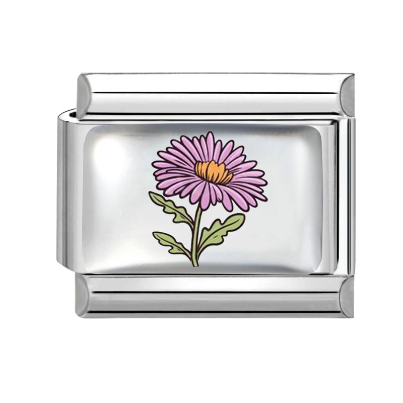 

Y2K Personalized Bracelet DIY Sunflower Lavender Colorful Flowers Italian Charm Links Fit 9mm Stainless Steel Women Making Gift