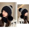 Windproof Plush Beanie Hat Solid Color Ear Protection Hat Fashion Woolen Knitted Cap  Girl