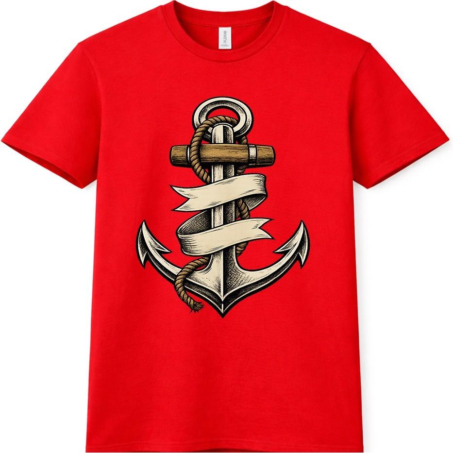 Anchor T Shirt Nautical Sailor Rope Marine Vintage Ocean Sea Graphic Tee S