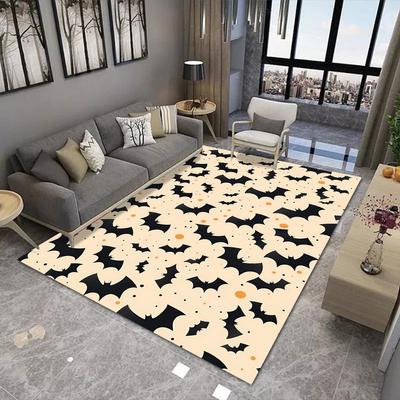 Halloween Fledermausdruck Teppich für Wohnzimmerdekoration Zuhause Große Flächenteppiche Dekor Weiche Schlafzimmer Lounge Bodenmatte