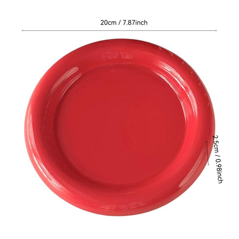 Runder Teller aus reiner Keramik mit dicken Kanten, hochwertige Teller für Lebensmittel, Desserts, Kaffee, Haushaltsgeschirr, Küchentheke, Tischdekoration