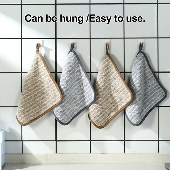 5/10/20Pcs Cleaning Rags Water Absorbent Kitchen Dishcloth Set with Hanging Ring Design Kitchen Cleaning Clothes