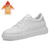 Men's Stylish 8CM Height-Increasing Platform Shoes - Large Size, Cowhide, Breathable White Casual Footwear for Trendy Students
