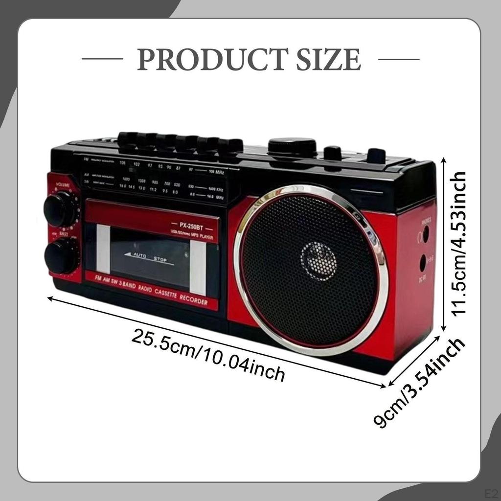 Radio Cassette Player Retro Decor Built in Speaker Multifunctional Compact Tape Recording Music Gift