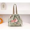 WTEMPO Fashion Printed Lightweight Handbags Women's Embroidered Drawstring Bento Bags Commuting Travel Lunch Box, Storage, Hand-held Cloth Bags