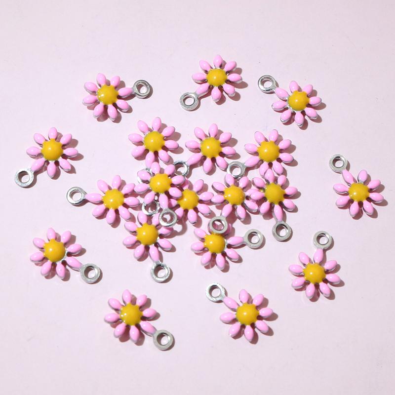 20pcs 10x7mm Stainless Steel Enamel Small Flower Charms Pendant DIY Jewelry Making Accessories Findings for Necklace Earrings