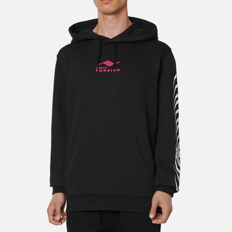 Adidas Originals Torsion Hoody With Unique Print Casual Sport Sweatshirt Men Tops Black GD6004