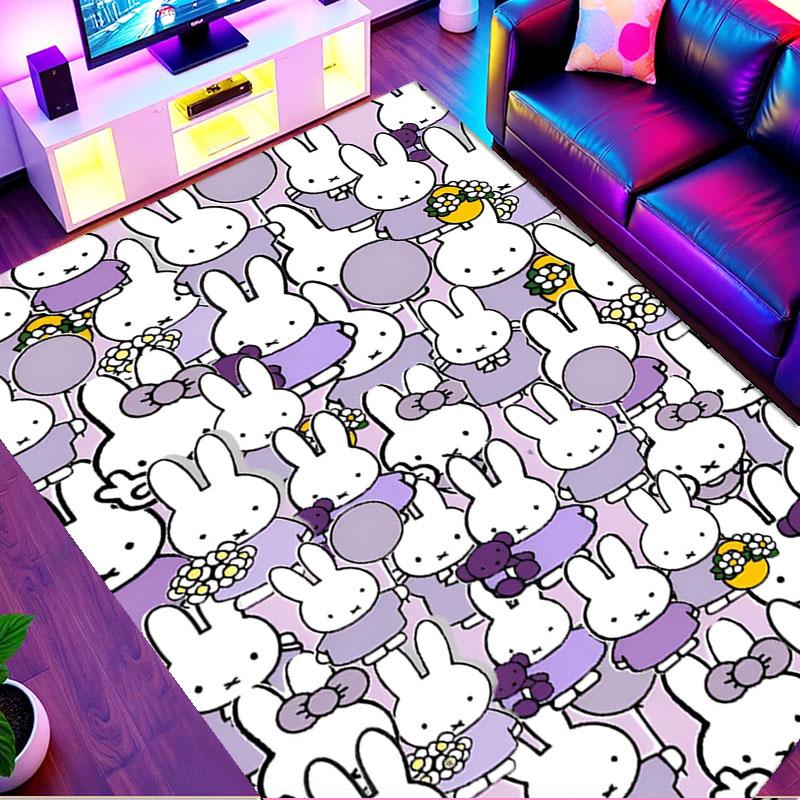 Miffy Print Rug, Washable Floor Carpet, For Entryway Dorm Laundry Room Office Study, Home Decor Birthday Christmas Gift
