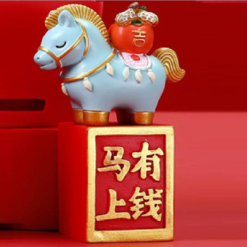 2026 New Year Resin Pony Decoration Ornament Mini Car Desktop Ornament New Year Birthday Blessing Gift Spring Festival Crafts