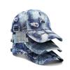 Vintage Denim Print Baseball Cap Adjustable Casual Streetwear Hat for Men Women Deal Outdoor Sports Travel Daily Wear Decoration
