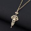 Europe, America, necklace lotus pendant flower stainless steel pendant, versatile accessories